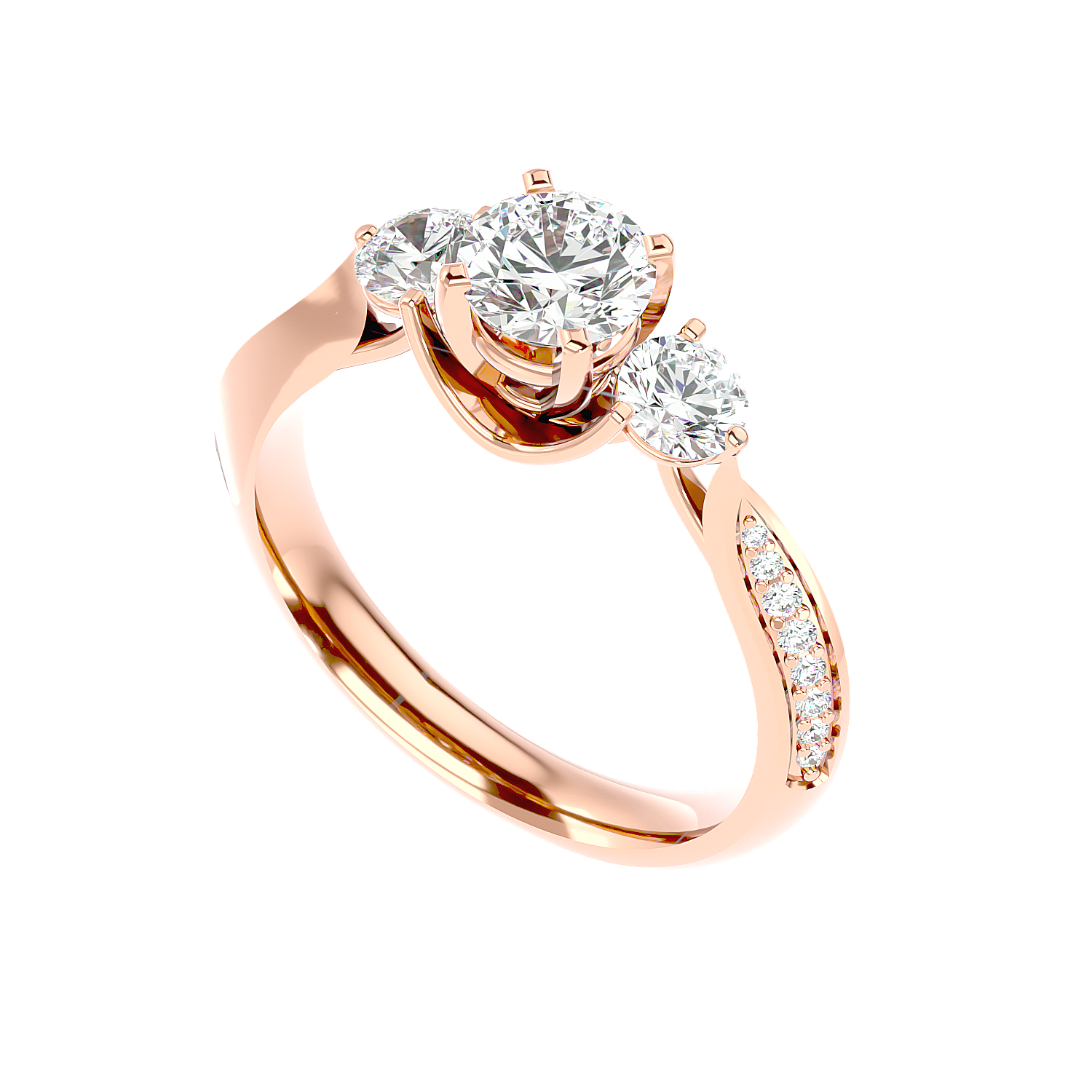 Three Stone Trellis Diamond Ring
