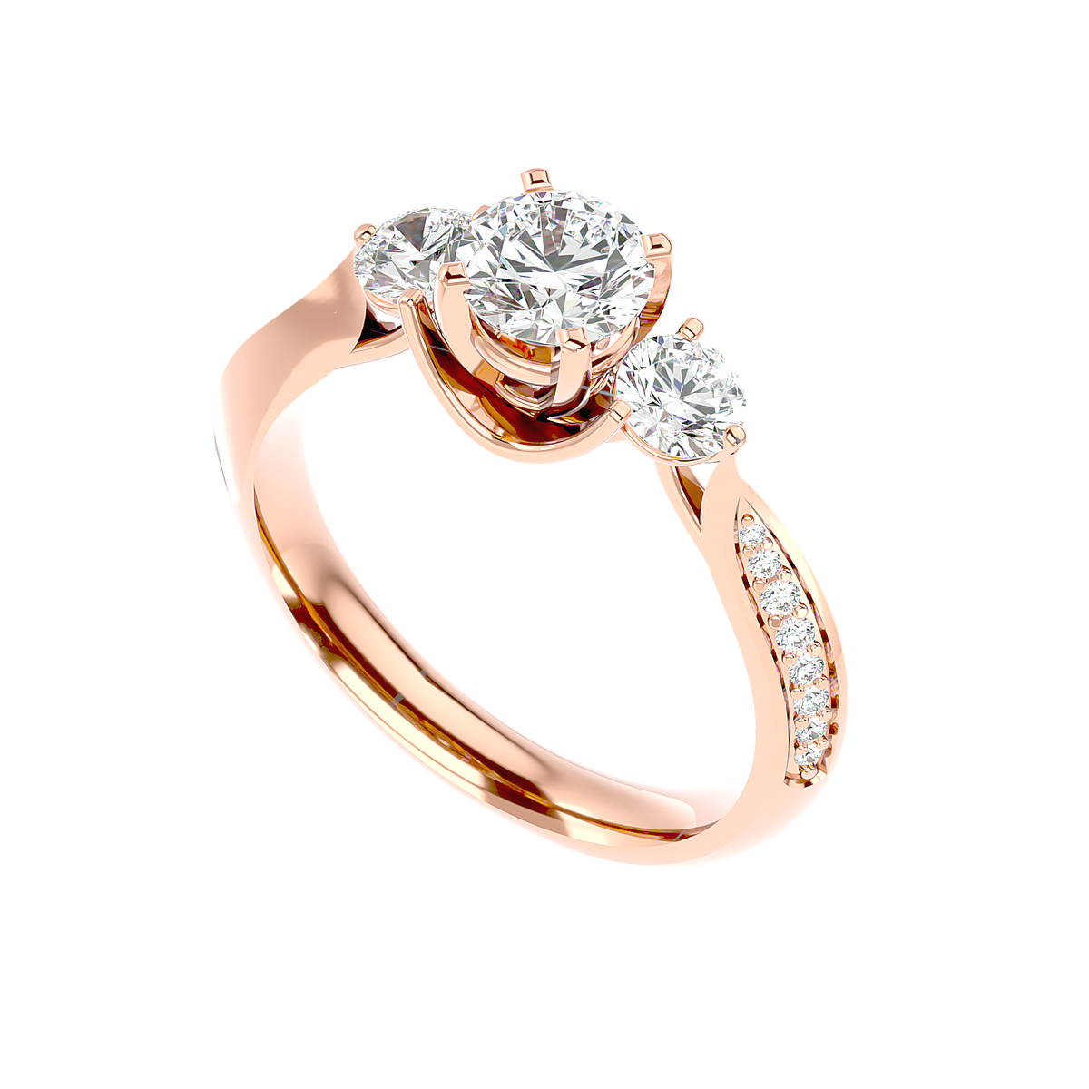 Three Stone Trellis Diamond Ring