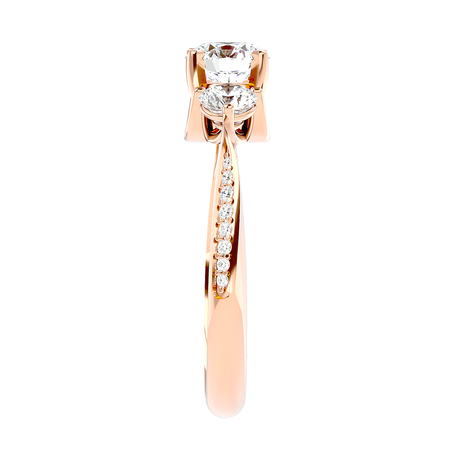 Three Stone Trellis Diamond Ring