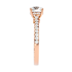 Elegant Gold Solitaire Diamond Ring with Pavé Diamond Band