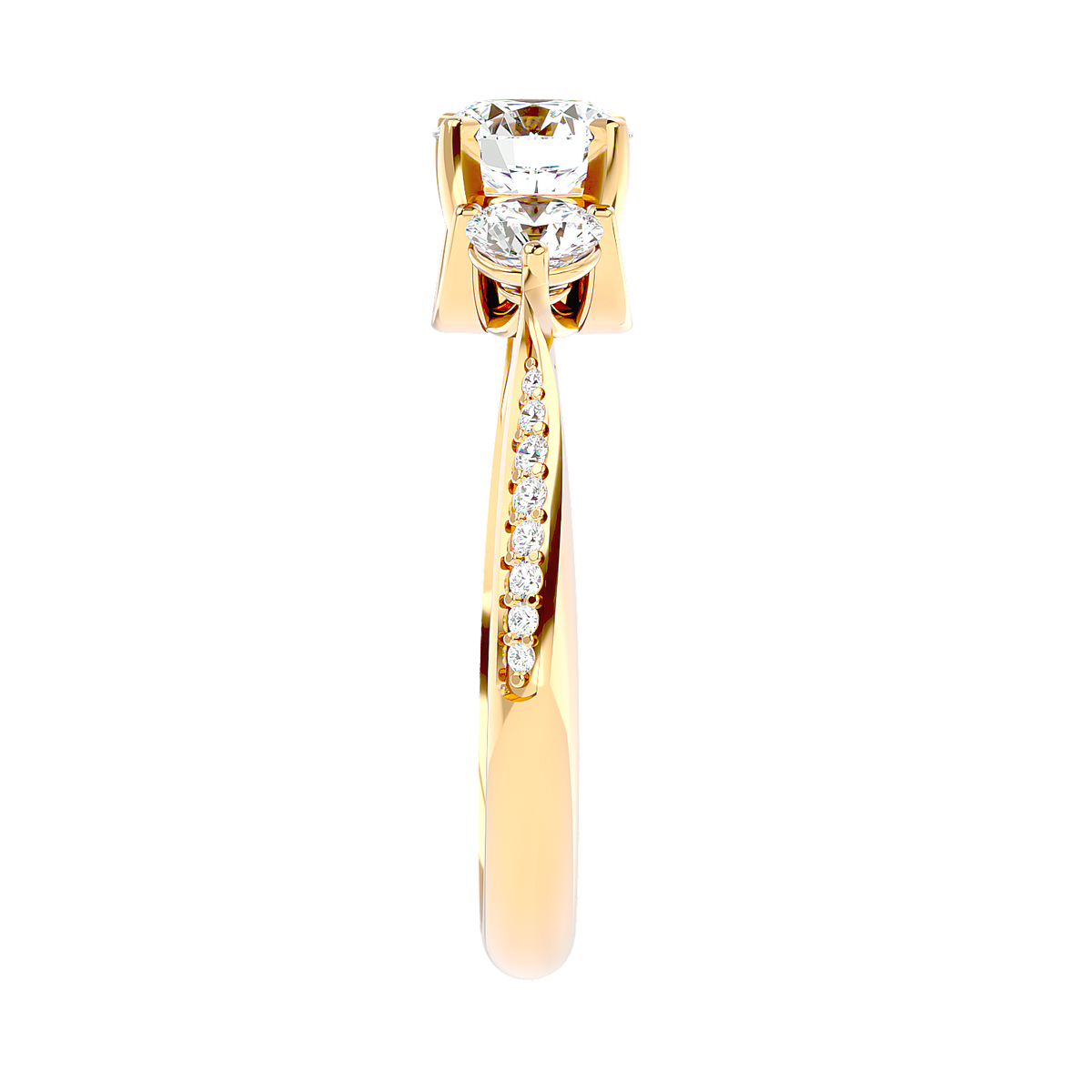Three Stone Trellis Diamond Ring