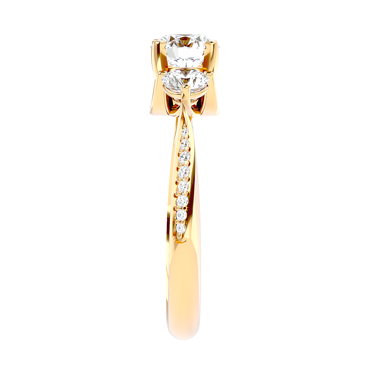 Three Stone Trellis Diamond Ring