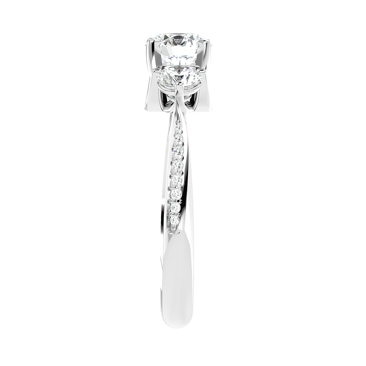 Three Stone Trellis Diamond Ring
