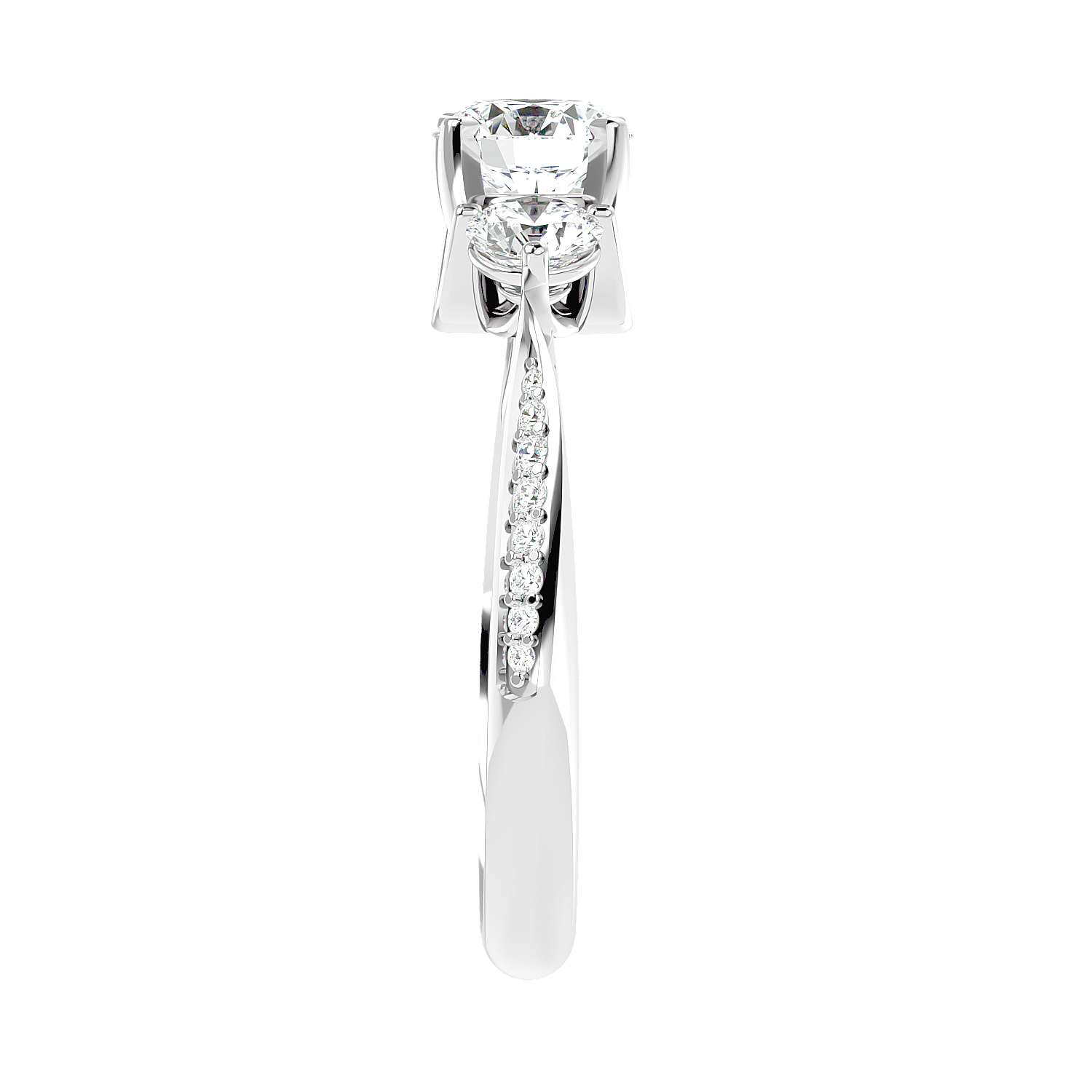 Three Stone Trellis Diamond Ring