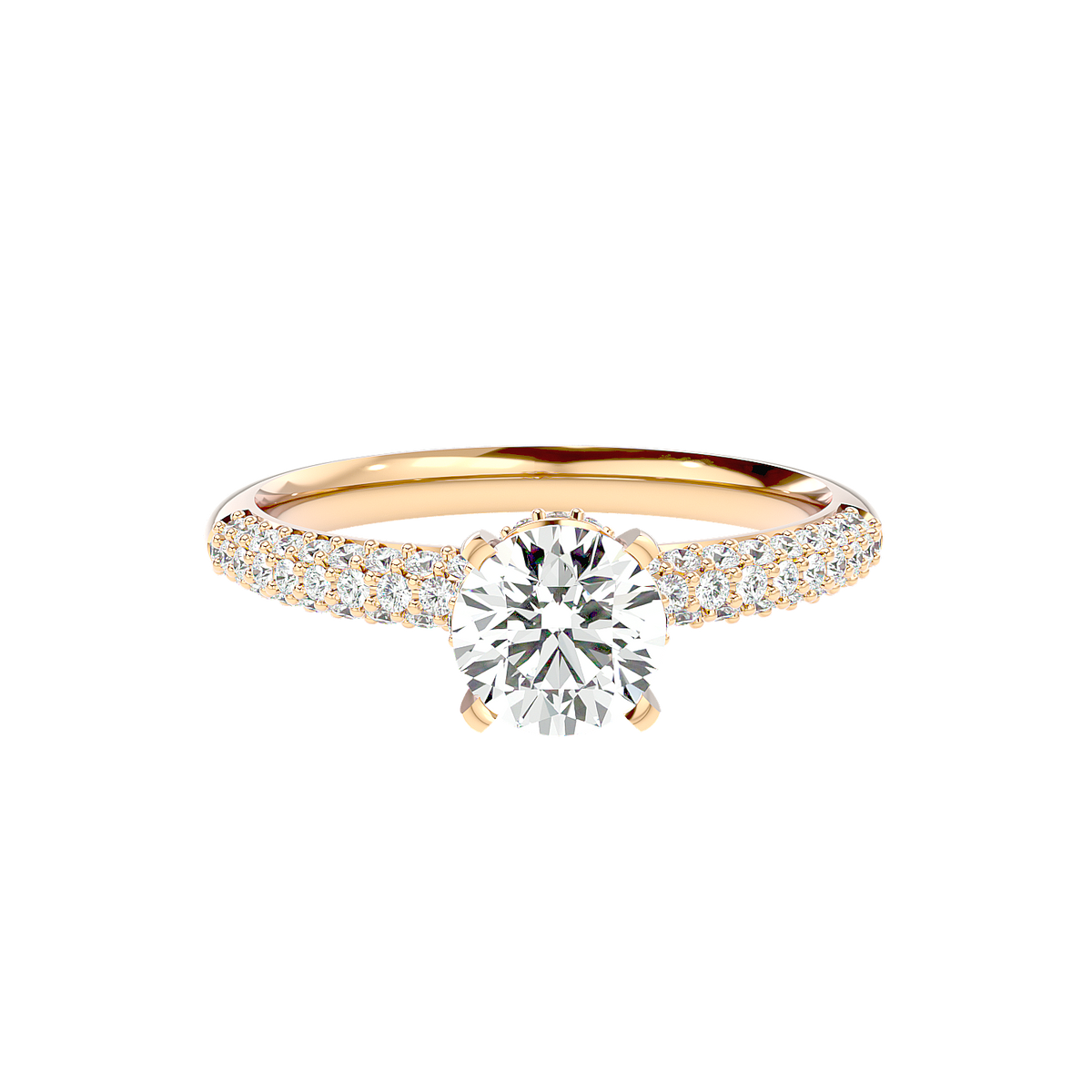 Classic Pave Solitaire Diamond Ring