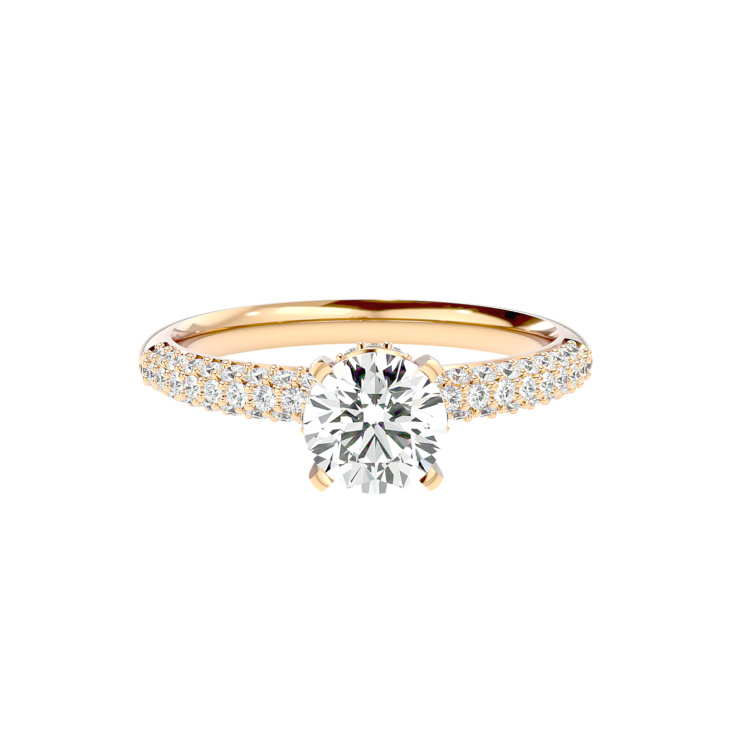 Classic Pavé Solitaire Diamond Ring
