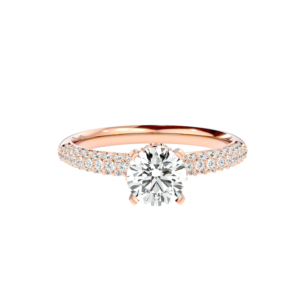 Classic Pave Solitaire Diamond Ring