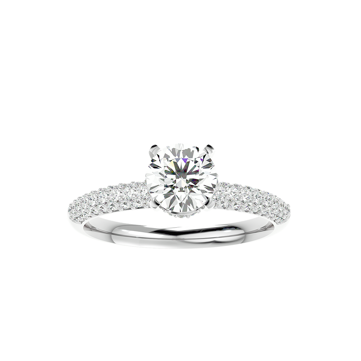 Classic Pave Solitaire Diamond Ring