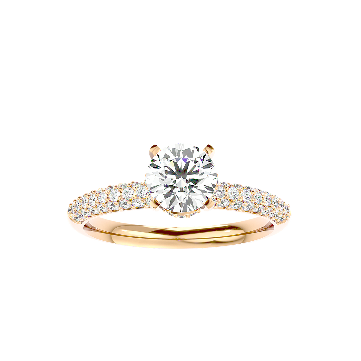 Classic Pave Solitaire Diamond Ring