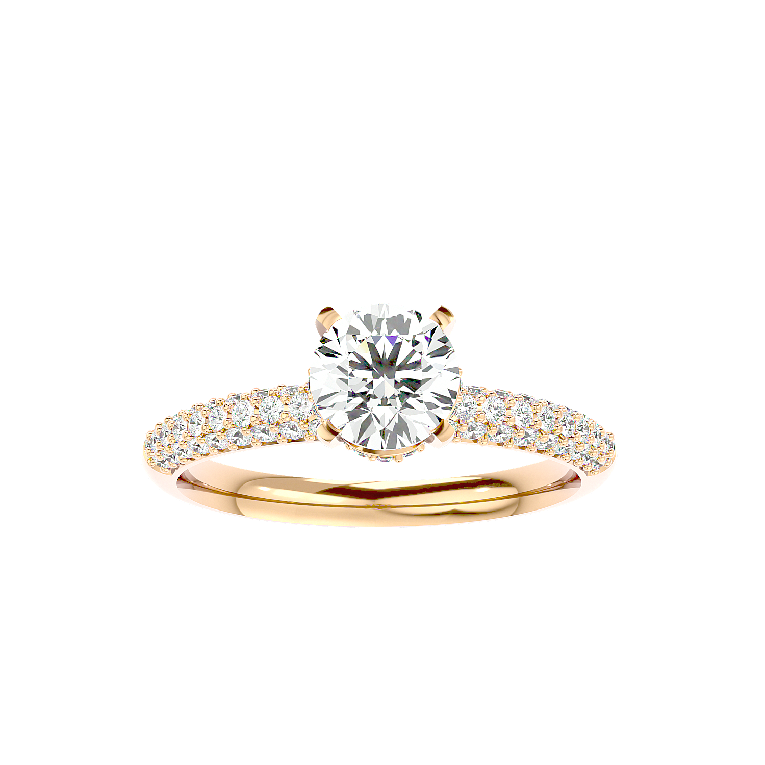 Classic Pavé Solitaire Diamond Ring