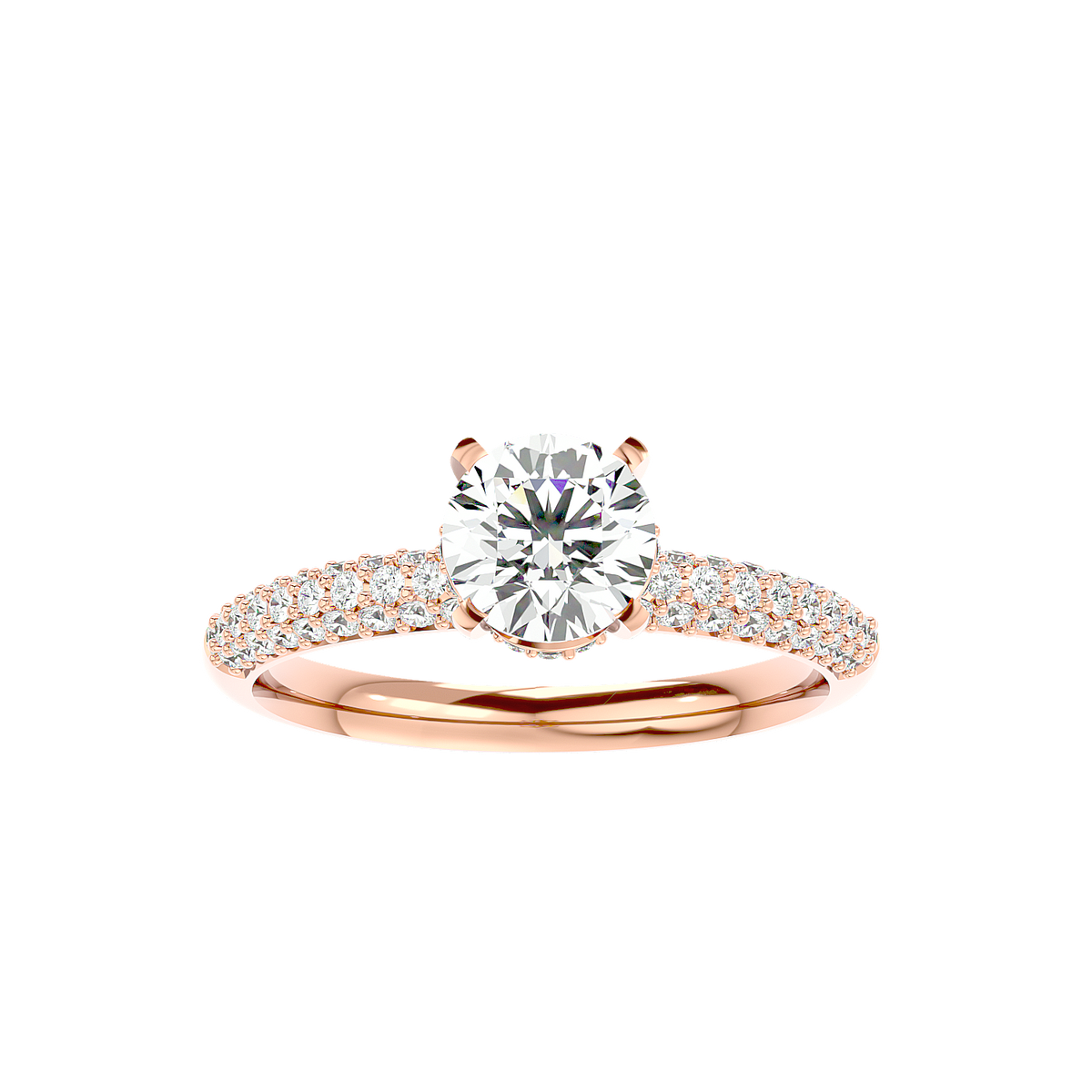 Classic Pave Solitaire Diamond Ring