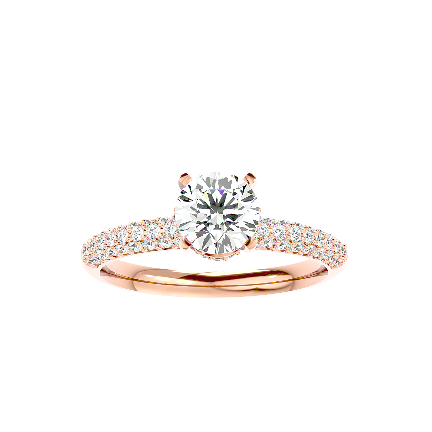 Classic Pavé Solitaire Diamond Ring