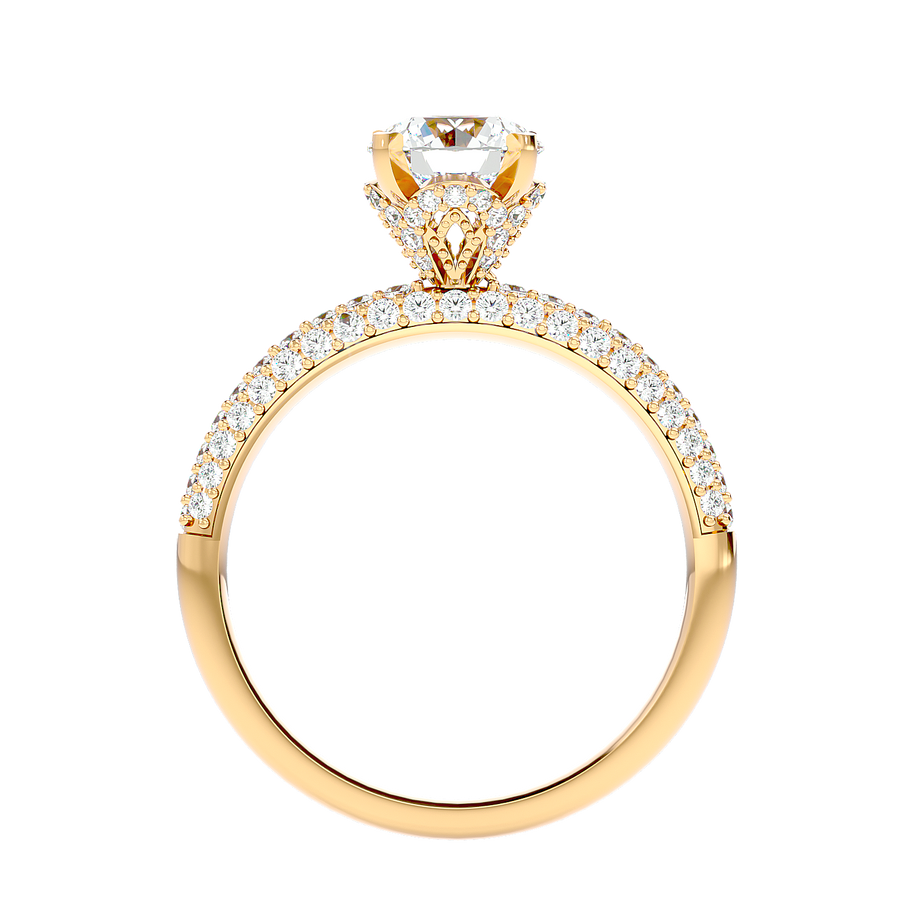 Classic Pave Solitaire Diamond Ring