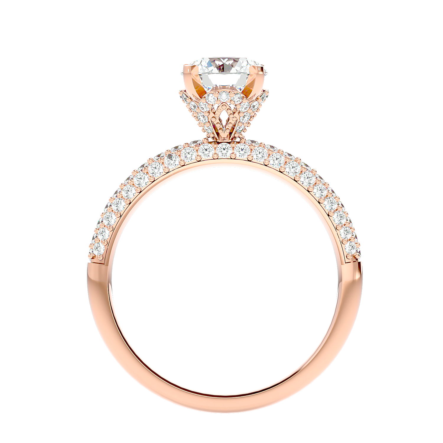 Classic Pavé Solitaire Diamond Ring