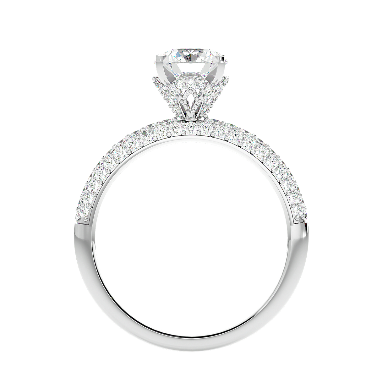 Classic Pave Solitaire Diamond Ring