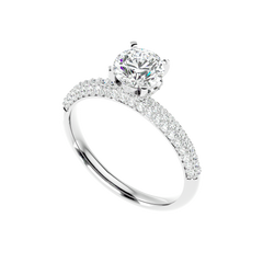 Classic Pave Solitaire Diamond Ring
