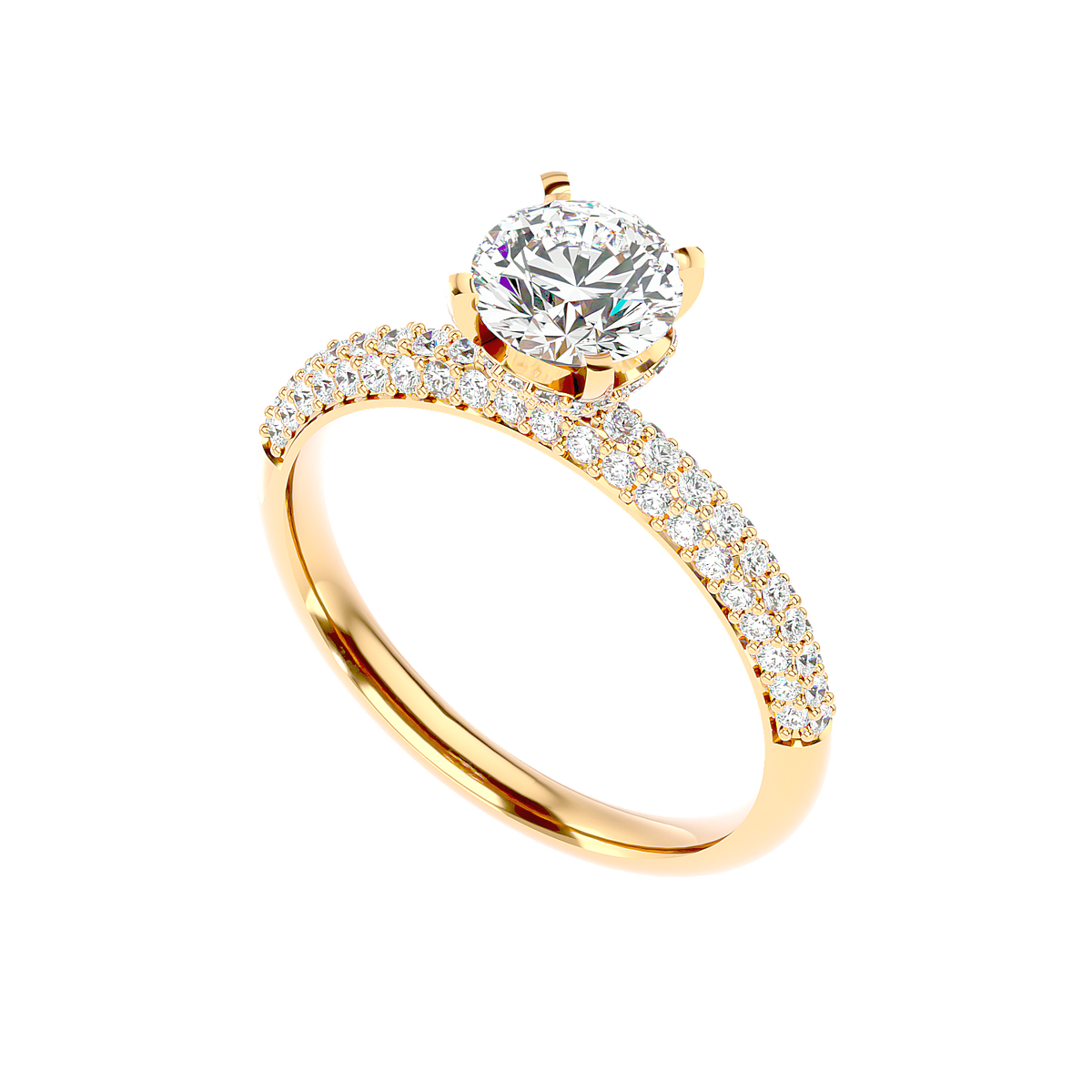 Classic Pave Solitaire Diamond Ring