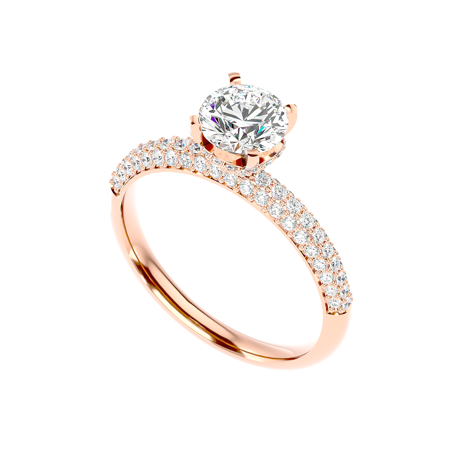 Classic Pavé Solitaire Diamond Ring