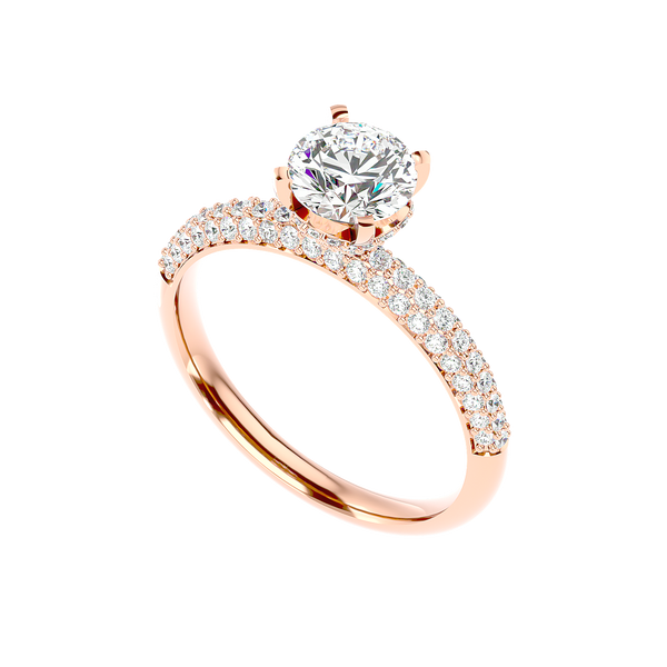 Classic Pavé Solitaire Diamond Ring