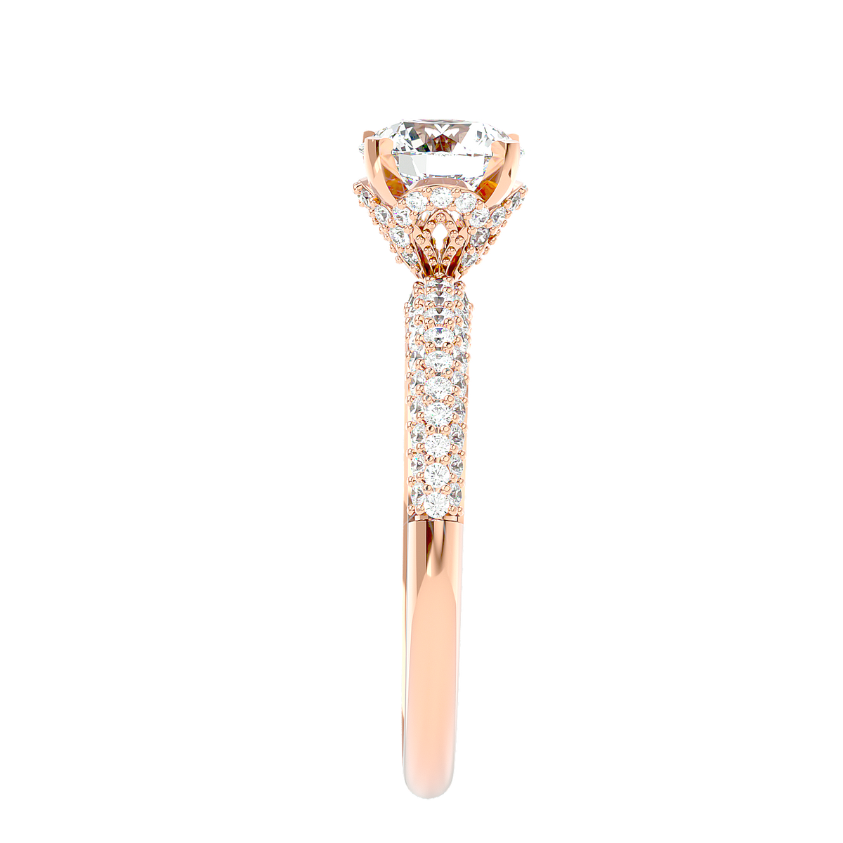 Classic Pave Solitaire Diamond Ring