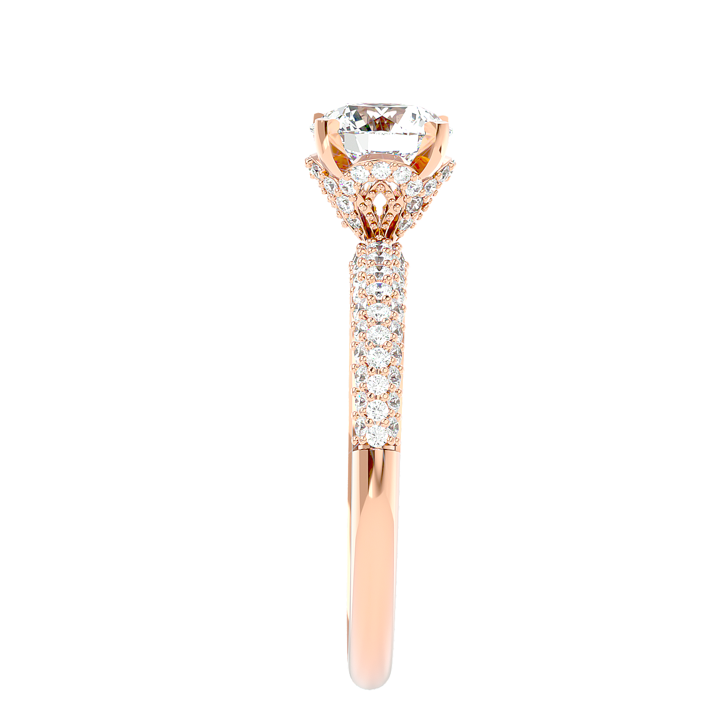 Classic Pavé Solitaire Diamond Ring