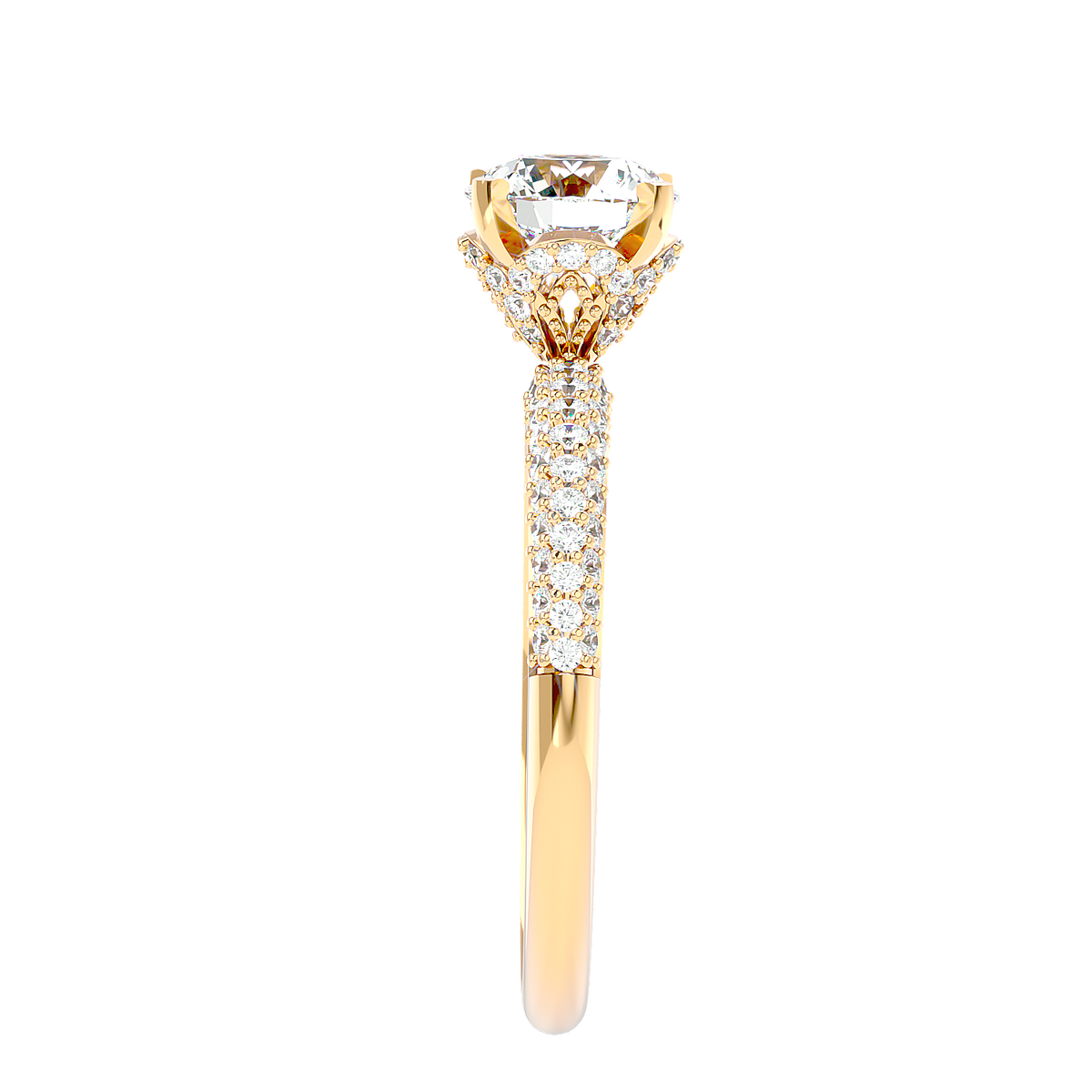 Classic Pave Solitaire Diamond Ring