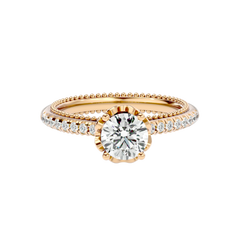 Beaded Two-Tone Solitaire Diamond Ring
