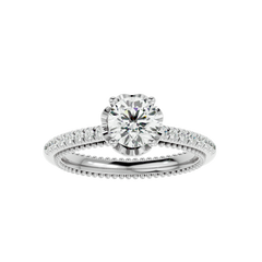 Beaded Two-Tone Solitaire Diamond Ring