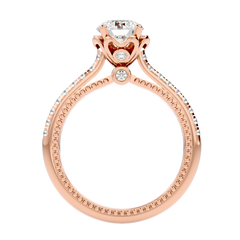 Beaded Two-Tone Solitaire Diamond Ring