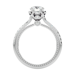 Beaded Two-Tone Solitaire Diamond Ring