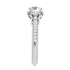 Beaded Two-Tone Solitaire Diamond Ring