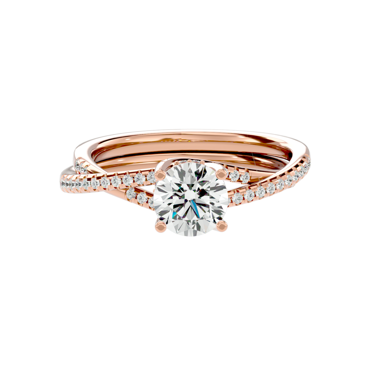 Twist Split Shank Diamond Ring