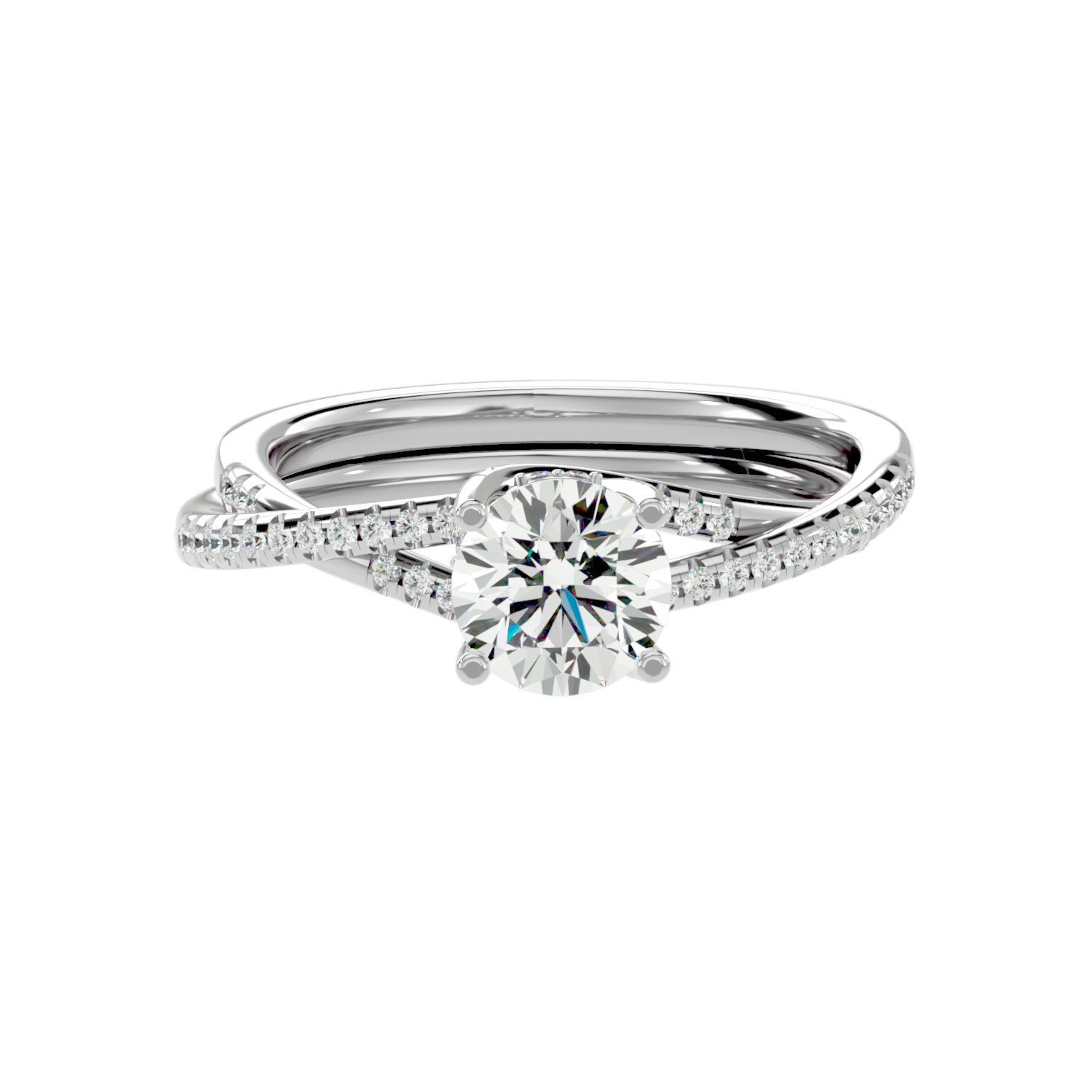 Twist Split Shank Diamond Ring