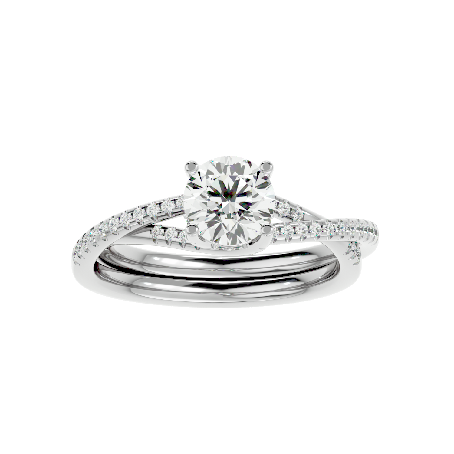 Twist Split Shank Diamond Ring
