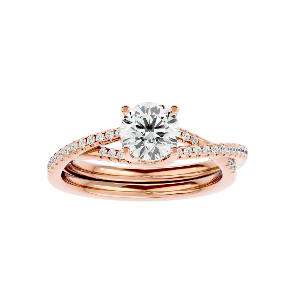 Twist Split Shank Diamond Ring
