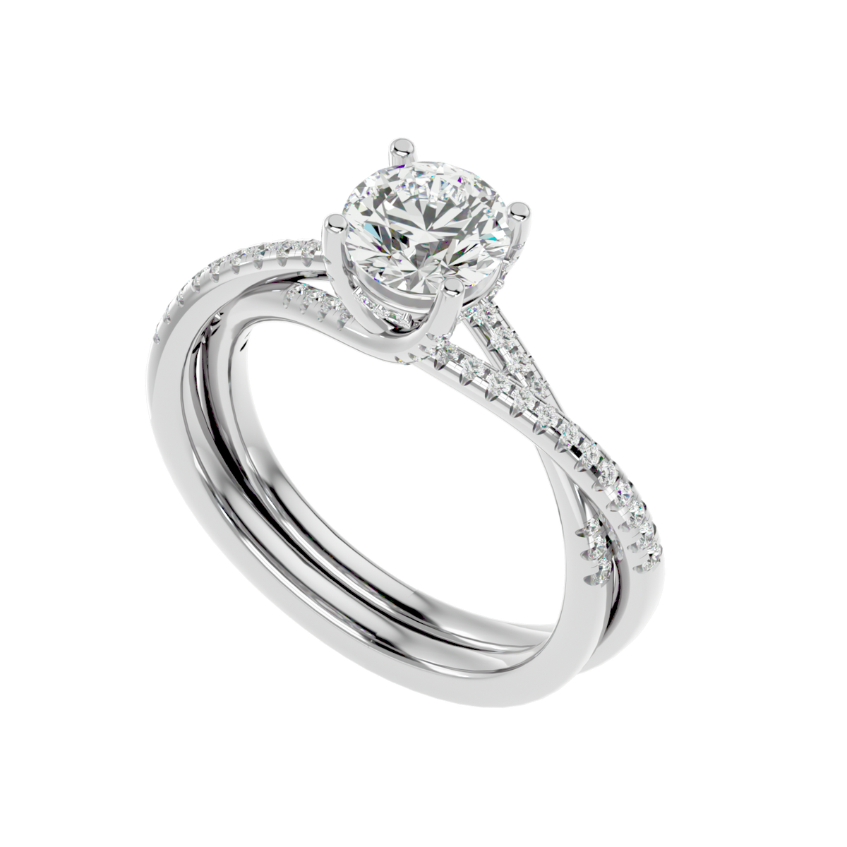 Twist Split Shank Diamond Ring