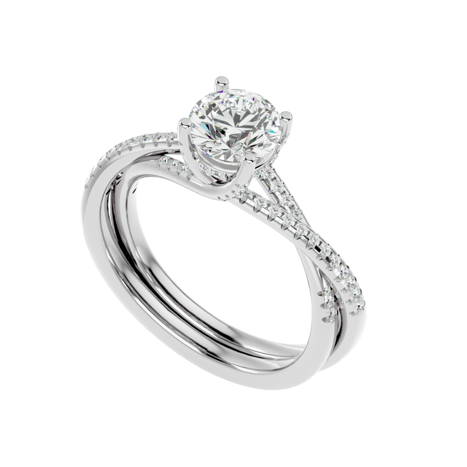 Twist Split Shank Diamond Ring