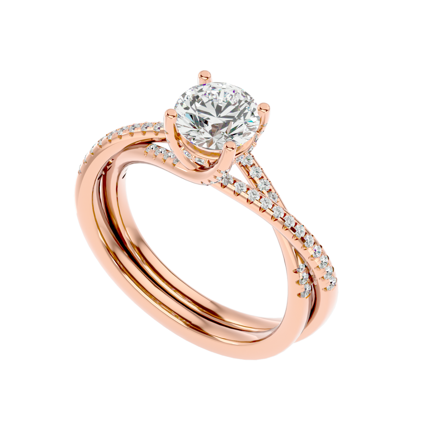 Twist Split Shank Diamond Ring