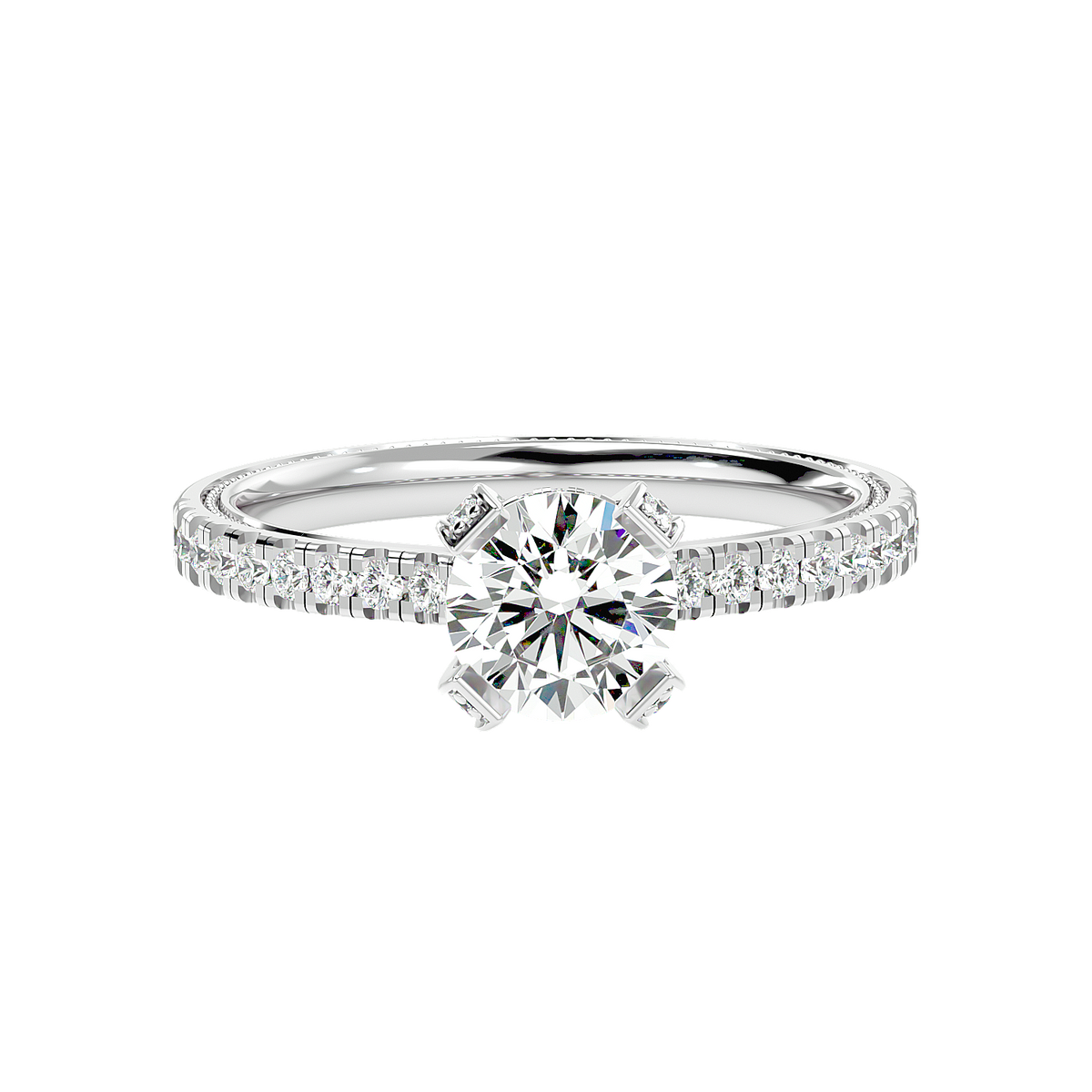 Cathedral Pavé Diamond Ring