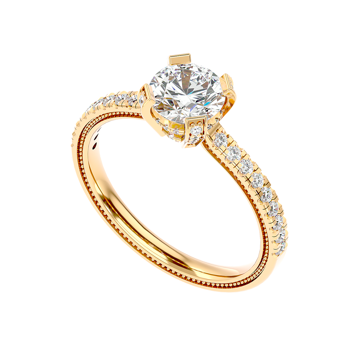 Cathedral Pavé Diamond Ring