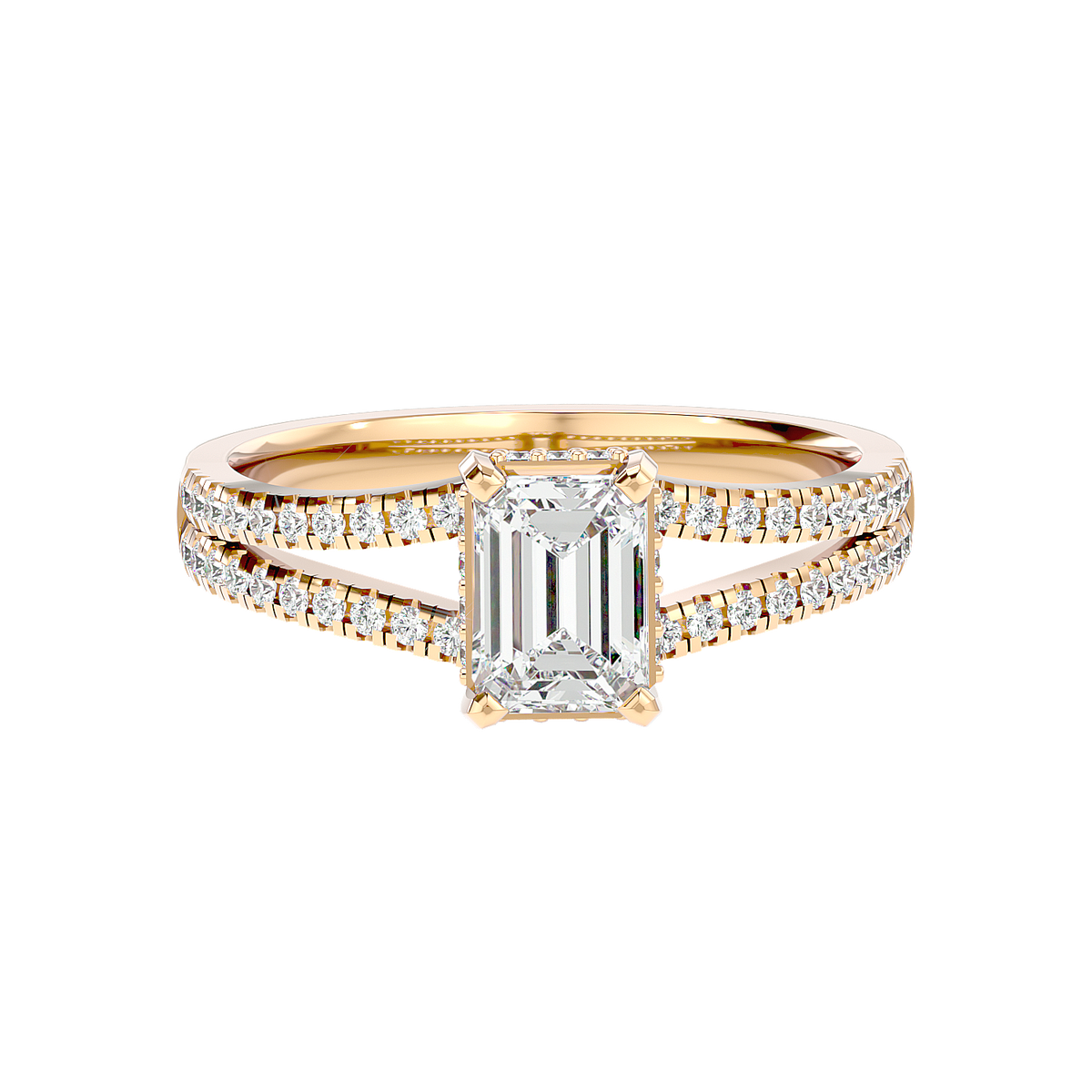 Pavé Band Solitaire Diamond Ring