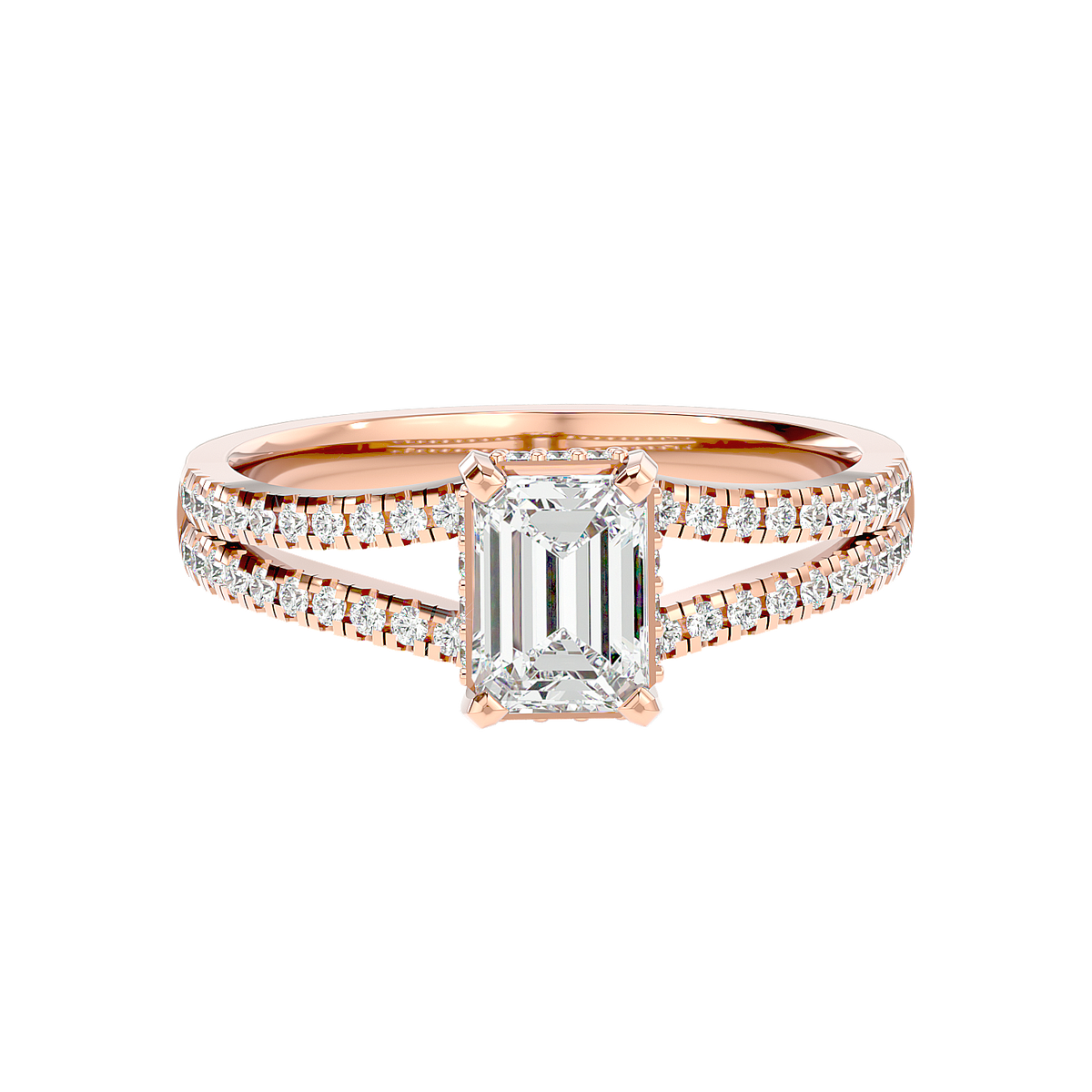 Pavé Band Solitaire Diamond Ring