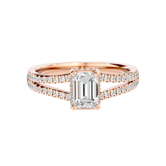 Pavé Band Solitaire Diamond Ring