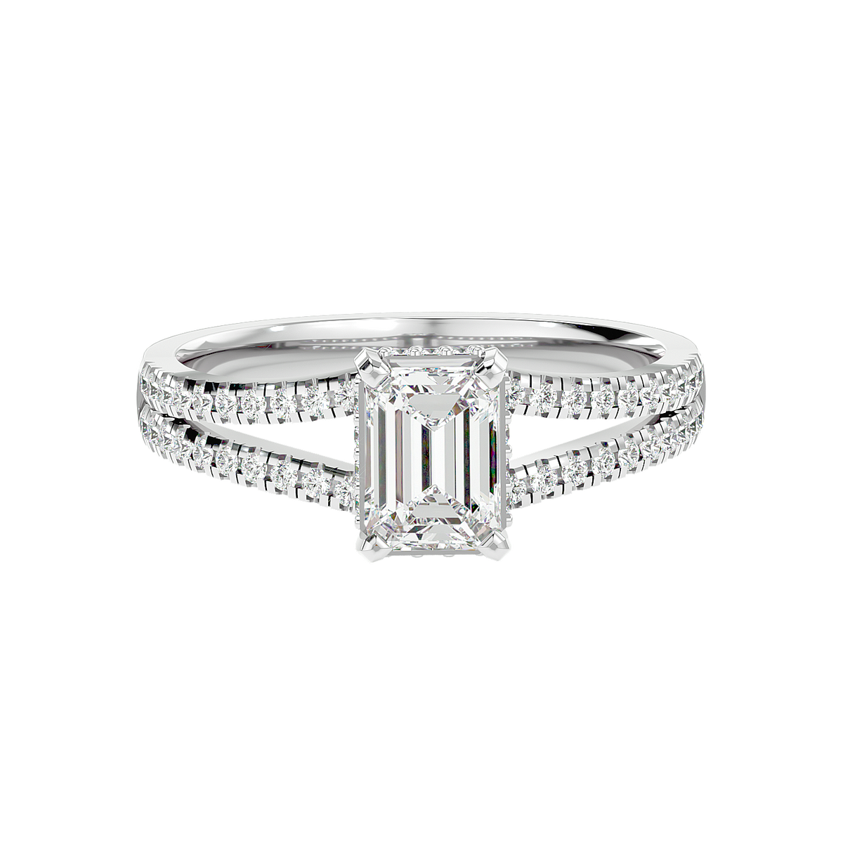Pavé Band Solitaire Diamond Ring