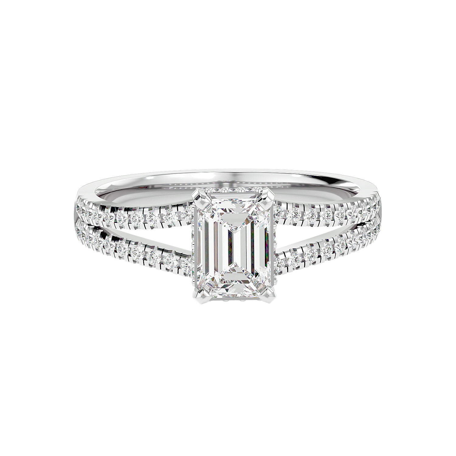 Pavé Band Solitaire Diamond Ring