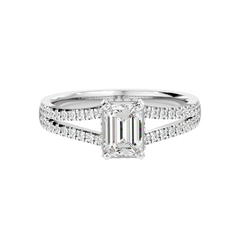 Pavé Band Solitaire Diamond Ring