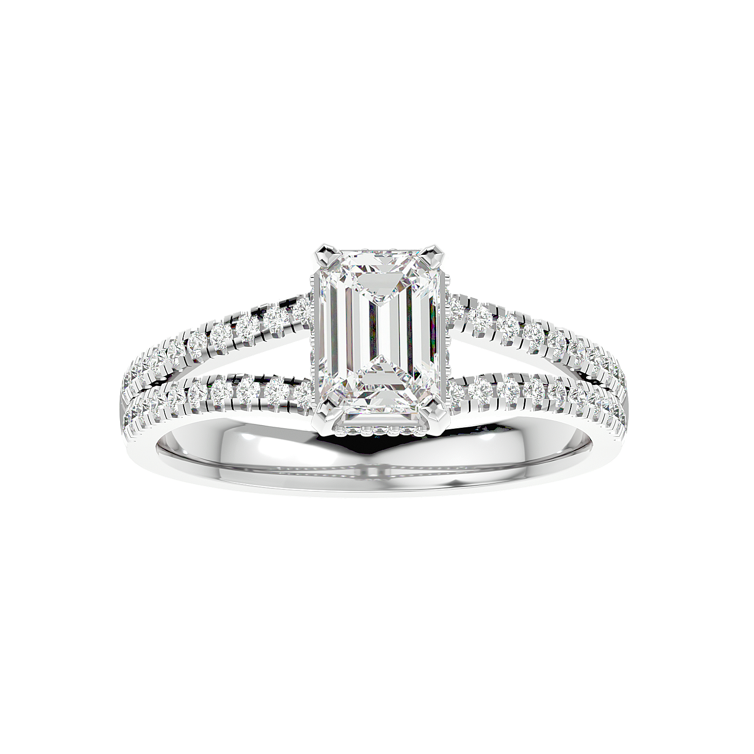 Pavé Band Solitaire Diamond Ring