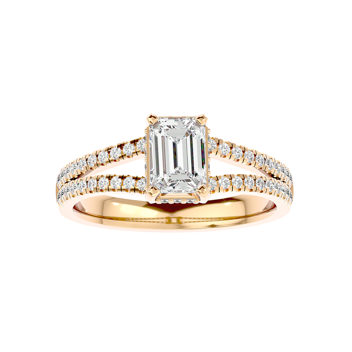 Pavé Band Solitaire Diamond Ring