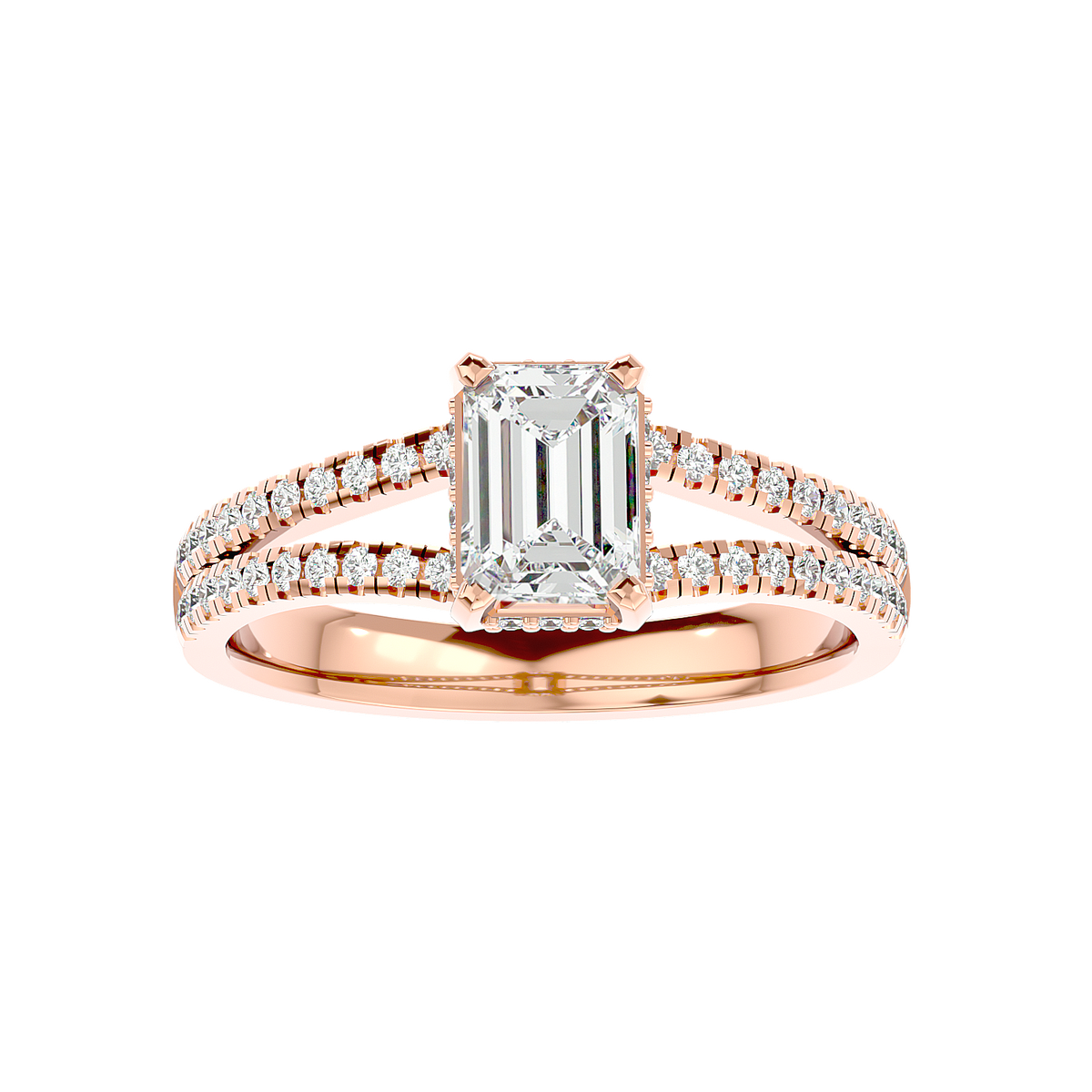 Pavé Band Solitaire Diamond Ring