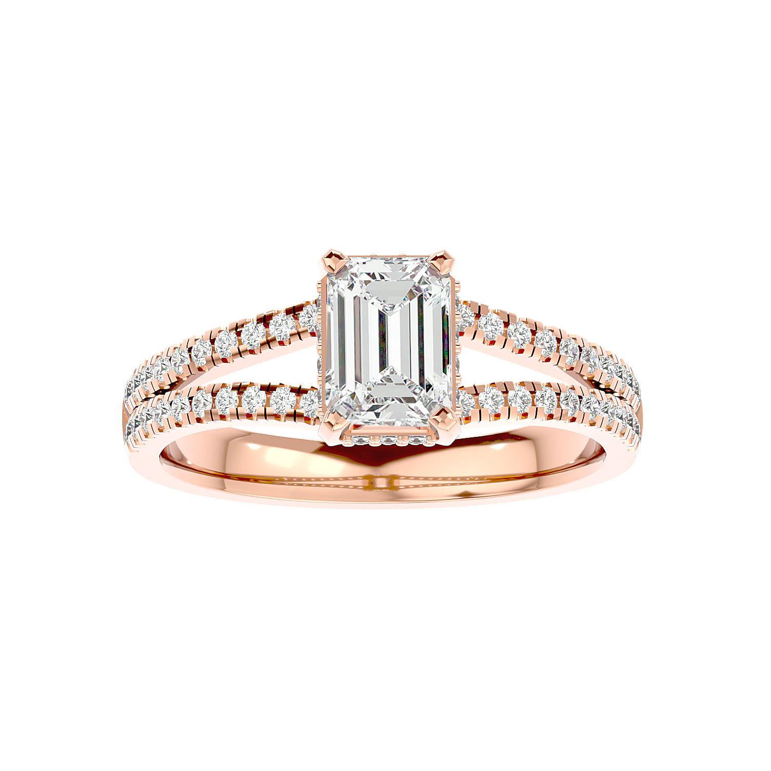 Pavé Band Solitaire Diamond Ring
